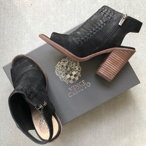 Vince Camuto - Katri Woven Peep Toe Bootie / Black